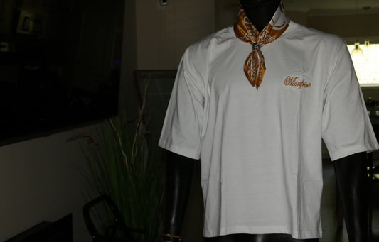 Gold embroidered Monfrier Signature Cropped Tee