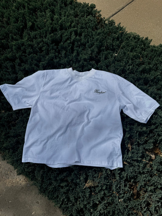 Gray embroidered Monfrier Signature Cropped Tee